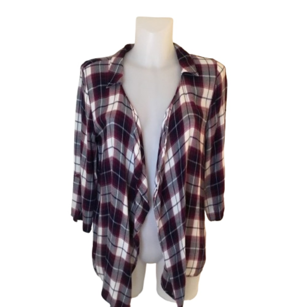 Women’s Warehouse One Burgundy Open Front Cardigan Top Size Medium